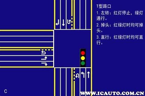 丁字路口停車|丁字路口的交通规则图，丁字路口红绿灯图解